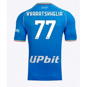 SSC Napoli Khvicha Kvaratskhelia #77 Hemmakläder 2023-24 Kortärmad